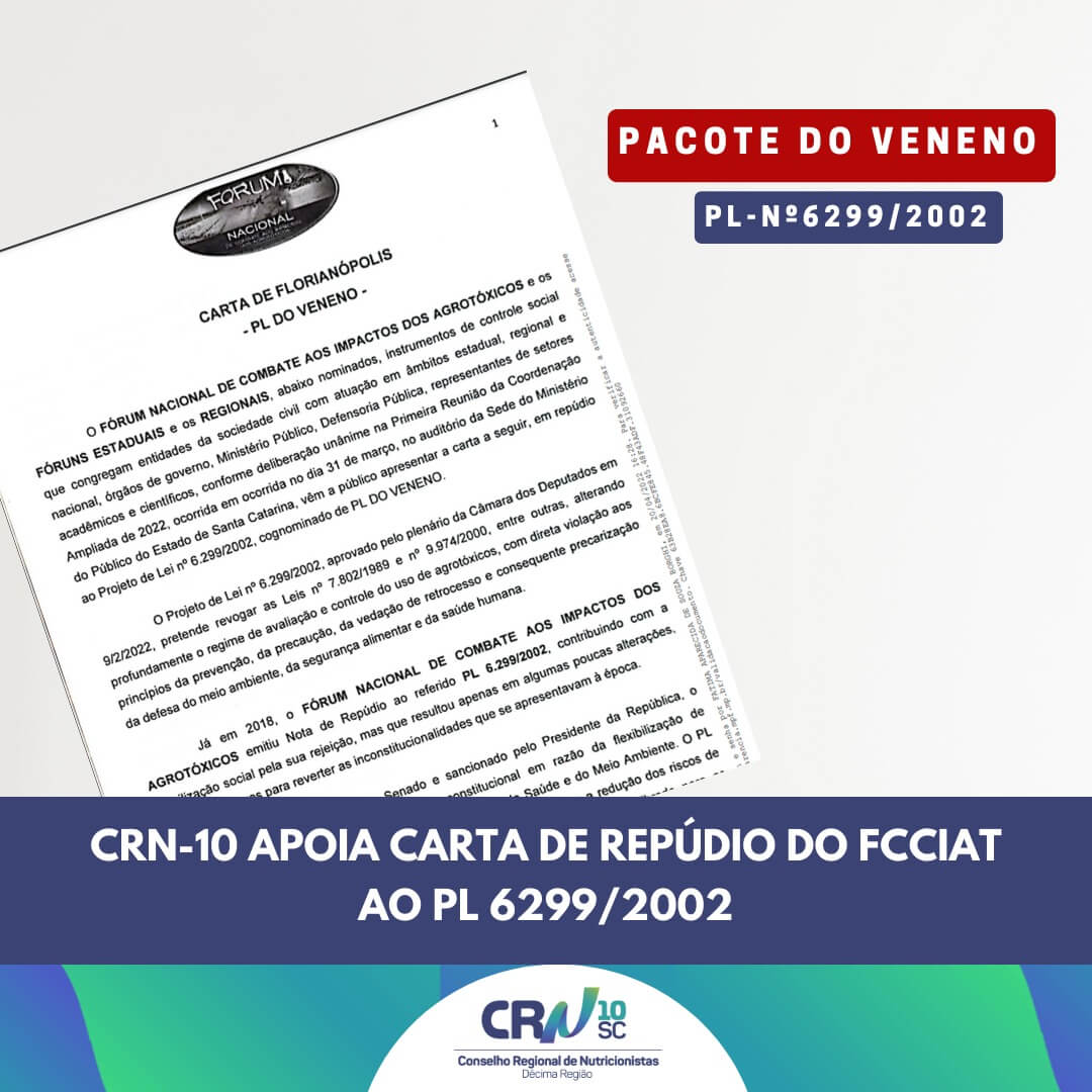 CRN-10 apoia Carta de Repúdio do FCCIAT ao PL N.º6299/2002
