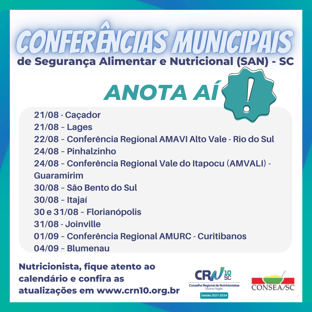 Participe: Conferências Municipais de Segurança Alimentar e Nutricional (SAN) estão ocorrendo em todo o Estado