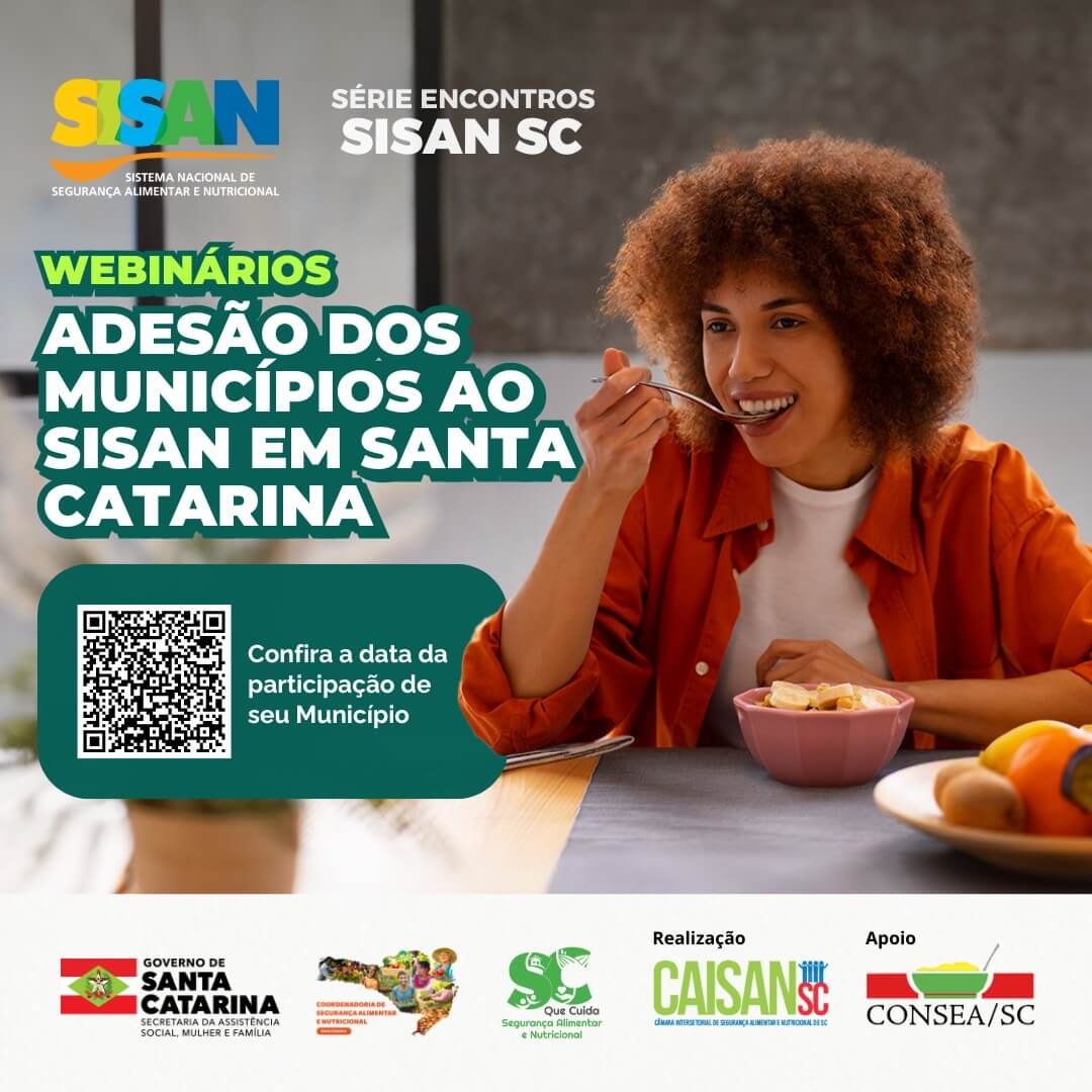 Coordenadoria de Segurança Alimentar e Nutricional de Santa Catarina promove encontros virtuais sobre adesão ao Sisan